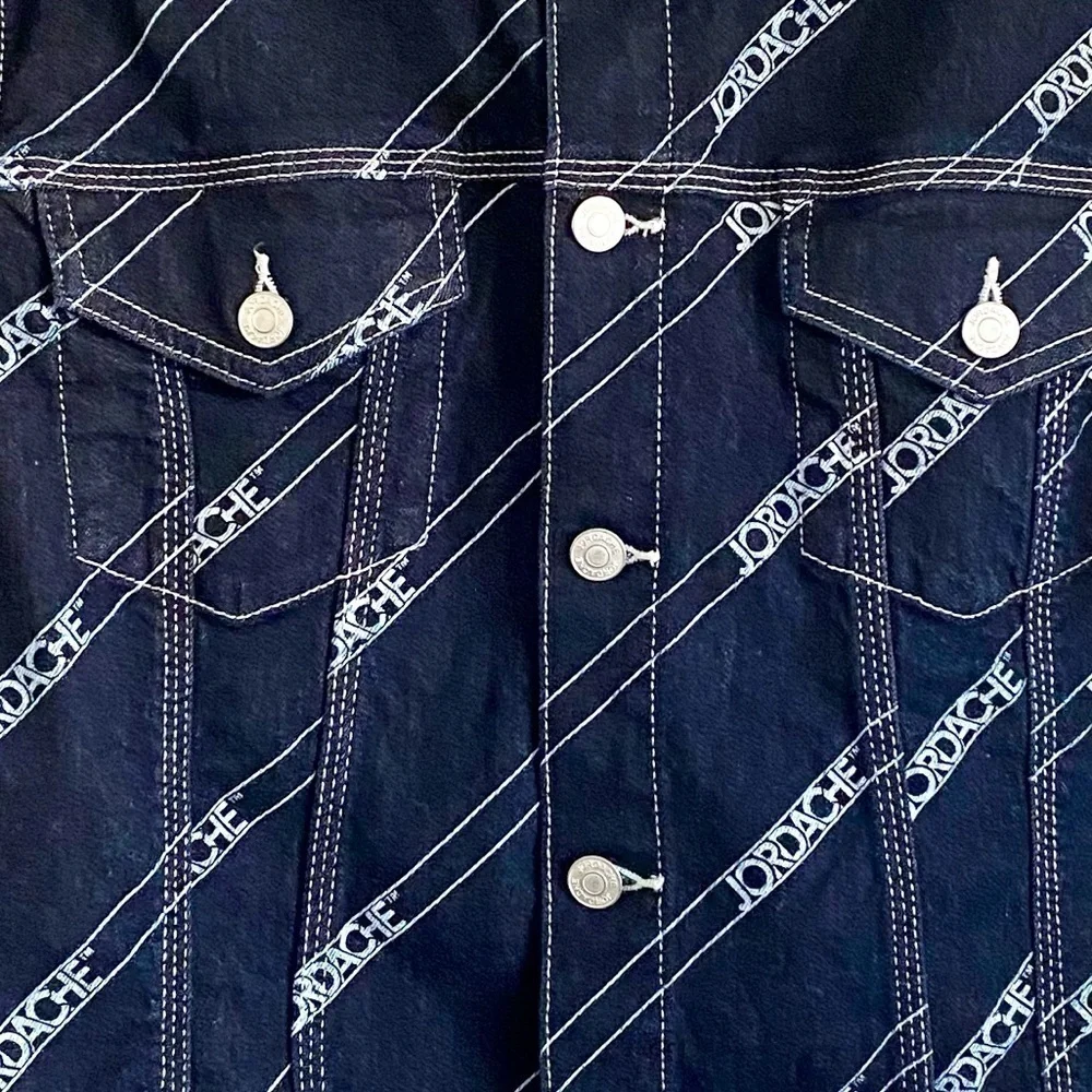 Jordache RINSE DIAGONAL LOGO PRINT SHRUNKEN JACKET - Picture 7 of 14